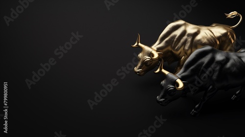 Financial informationgraphic stock market chart award in gold and black with a large banner copyspace