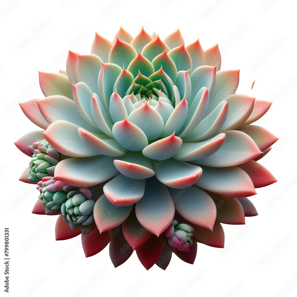 Fototapeta premium Succulent flower cactus green and red petals concept nature plant