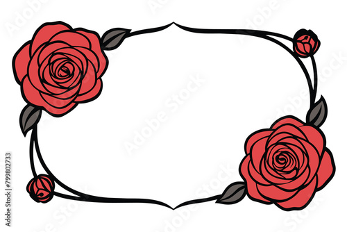 Hand drawn Aesthetics Realistic Roses Frame vector design