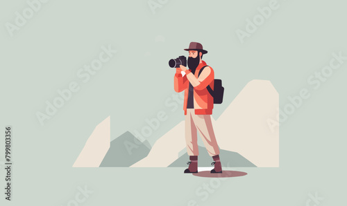 man with camera vector flat minimalistic isolated illustration