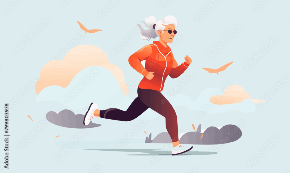 Fototapeta premium old lady vector flat minimalistic isolated illustration