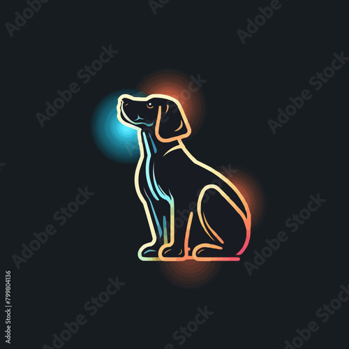 smart dog design template, combination of light bulb and dog in line design