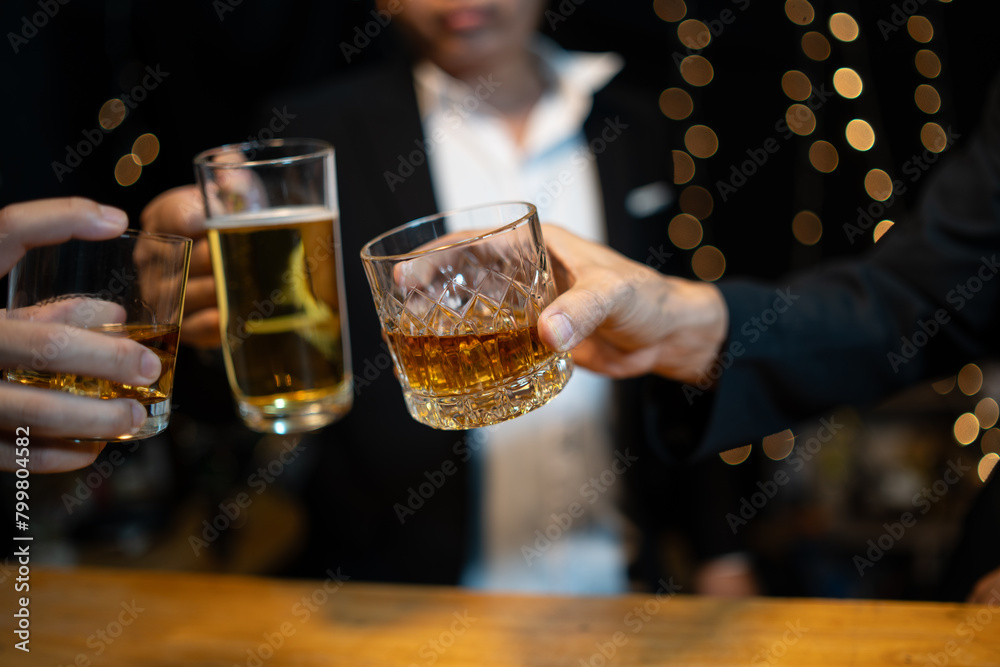 Barman pouring whiskey whiskey glass beautiful night