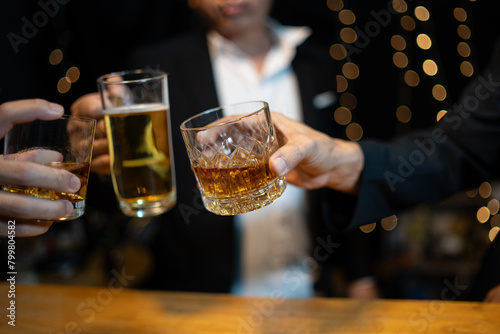 Barman pouring whiskey whiskey glass beautiful night