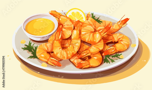 tempura shrimps vector flat minimalistic isolated vector style illustration