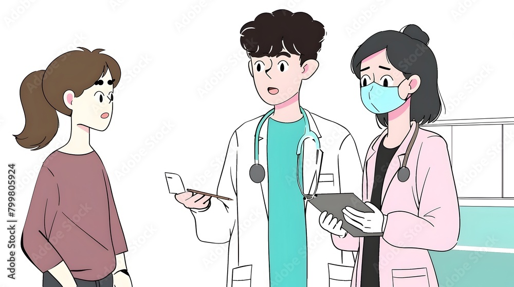 Patient Receiving Medical Consultation at Healthcare Facility with Insurance Assistance in Minimalist Style Patient Receiving Medical Consultation at Healthcare Facility with Insurance Assistance in Minimalist Style