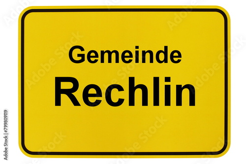 Illustration eines Ortsschildes der Gemeinde Rechlin in Mecklenburg-Vorpommern photo