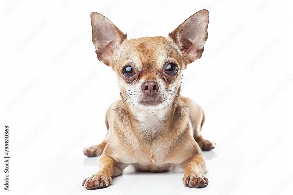 Chihuahua puppy poses on white background, adorable and playful. Chihuahua puppy poses on white background, adorable and playful.