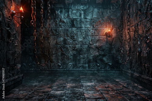 A dark room with chains and a candle photo