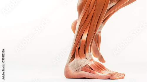 Anatomical model of human foot muscles, showcasing the complexity of the body's musculature.