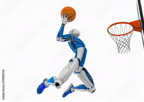 スポーツの概念で人工知能を搭載した人型ロボットのバスケットボール選手