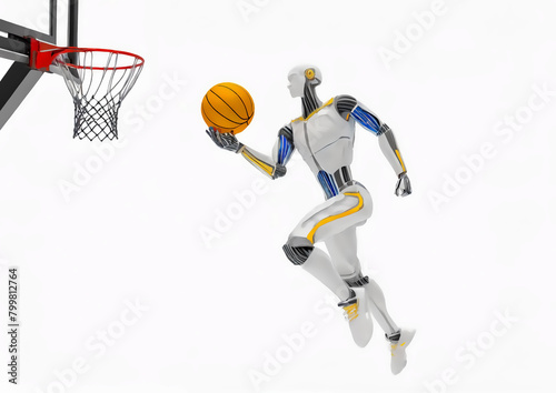 スポーツの概念で人工知能を搭載した人型ロボットのバスケットボール選手