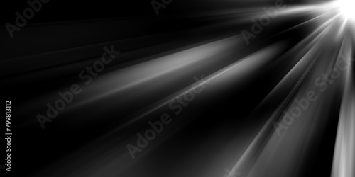 Bright white rays of light and sun, spotlights, lighting on a black background