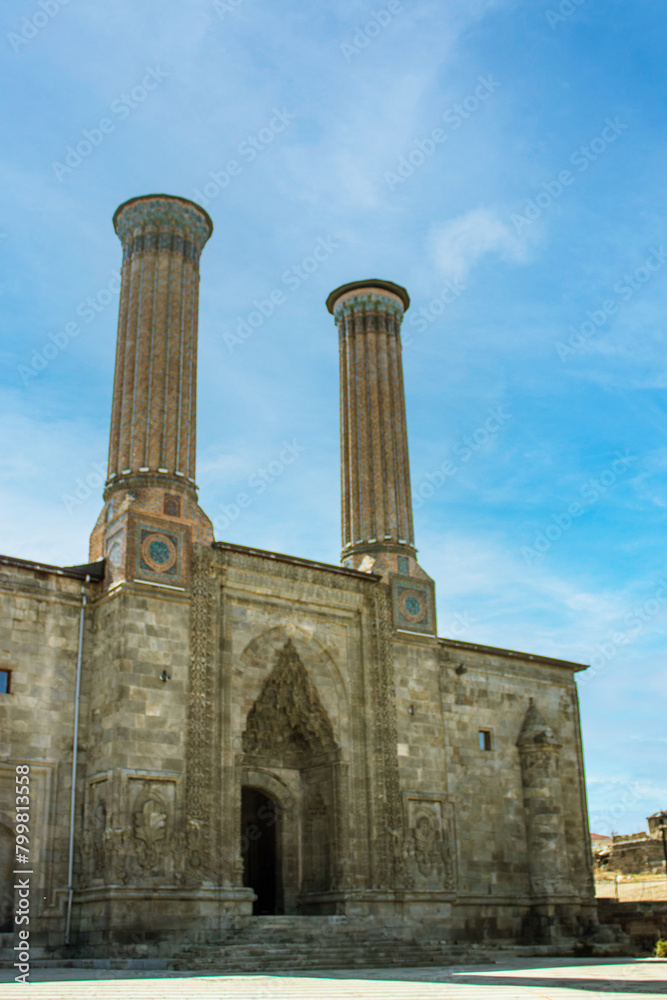 Double Minaret Madrasah or Cifte Minareli Medrese is an architectural monument of the late Seljuk period in Erzurum Turkey.