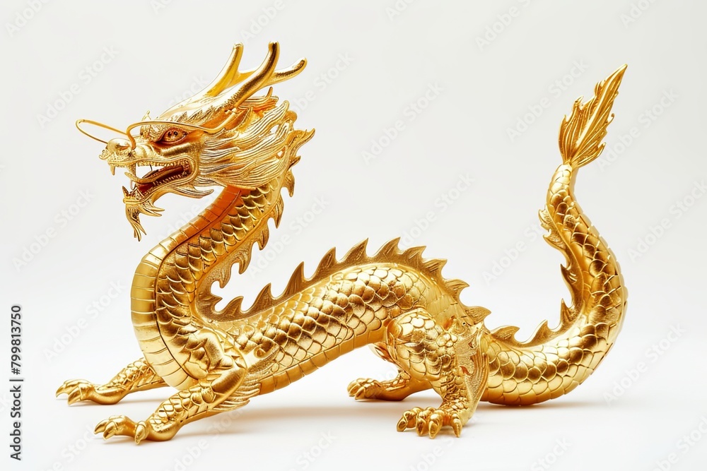 Golden Chinese Dragon: Majestic 3D Rendered Artwork Golden Chinese Dragon: Majestic 3D Rendered Artwork