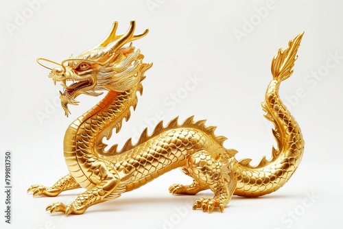 Golden Chinese Dragon  Majestic 3D Rendered Artwork