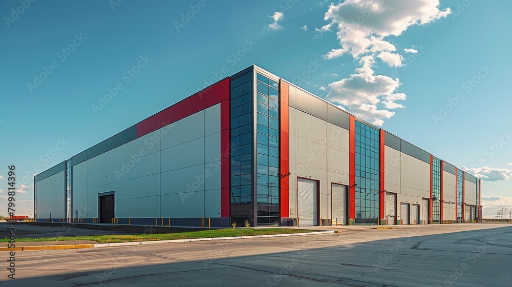 Obraz premium The outside of a manufacturing building. Generative AI.