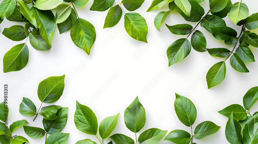 freshness concept with green foliage on isolated background