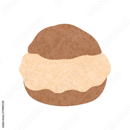 Cream puff vector illustration on white background. Cream puff is a delicious dessert.