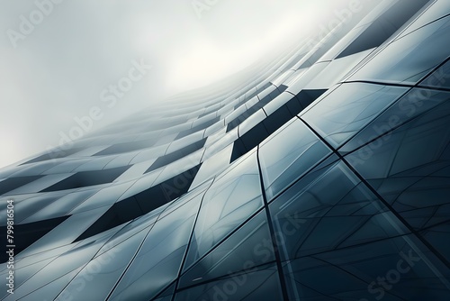 Abstract modern skyscraper with wavy futuristic design and geometric glass facade. Concept Architecture, Skyscraper, Modern, Futuristic Design, Glass Facade