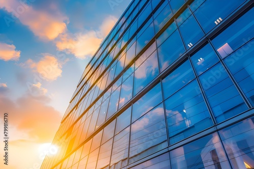 Symbolizing Success and Growth  A Modern Office Building at Sunset. Concept Architecture Photography  Urban Landscapes  Sunset Captures  Business Success  Growth and Development