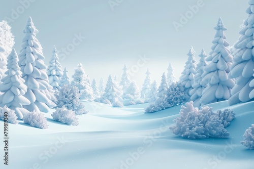 A snowy forest with trees covered in snow