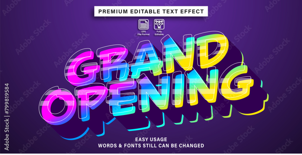 editable text effect style grand opening