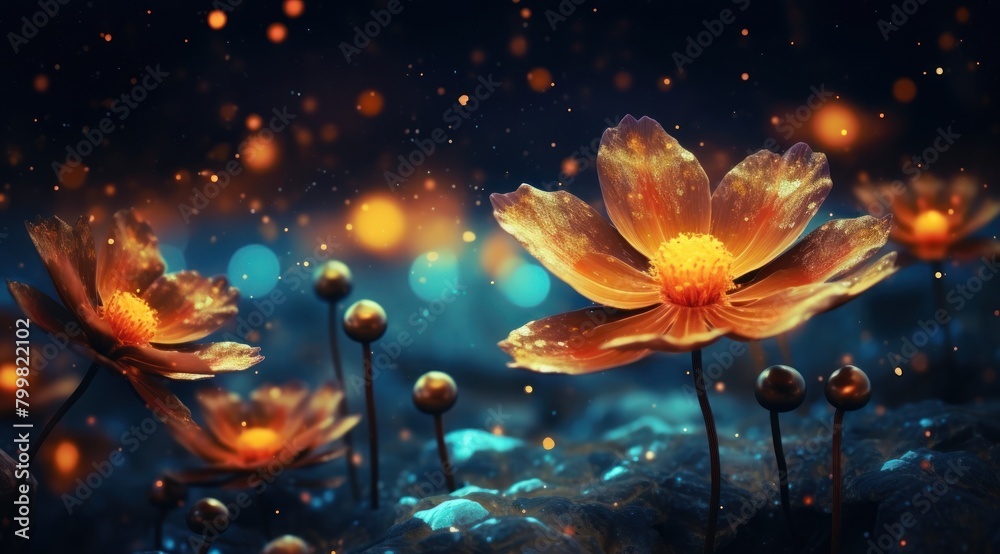 Magical Glowing Flowers in Enchanted Forest Magical Glowing Flowers in Enchanted Forest