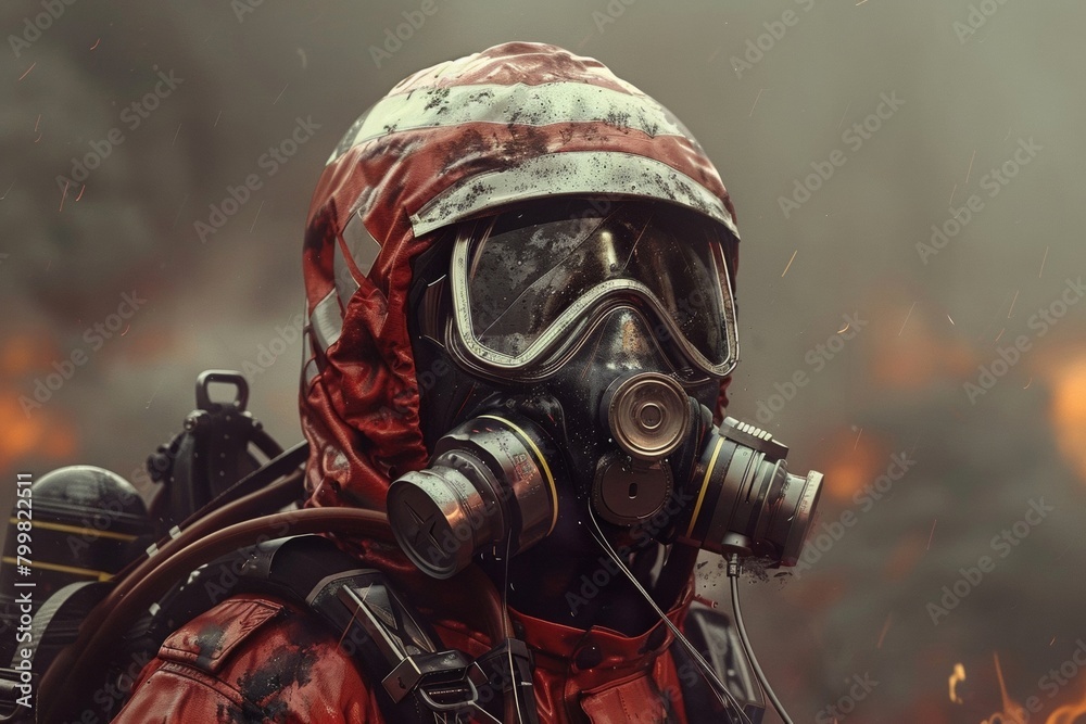 Person in Hazmat Suit and Gas Mask
Person in Hazmat Suit and Gas Mask
