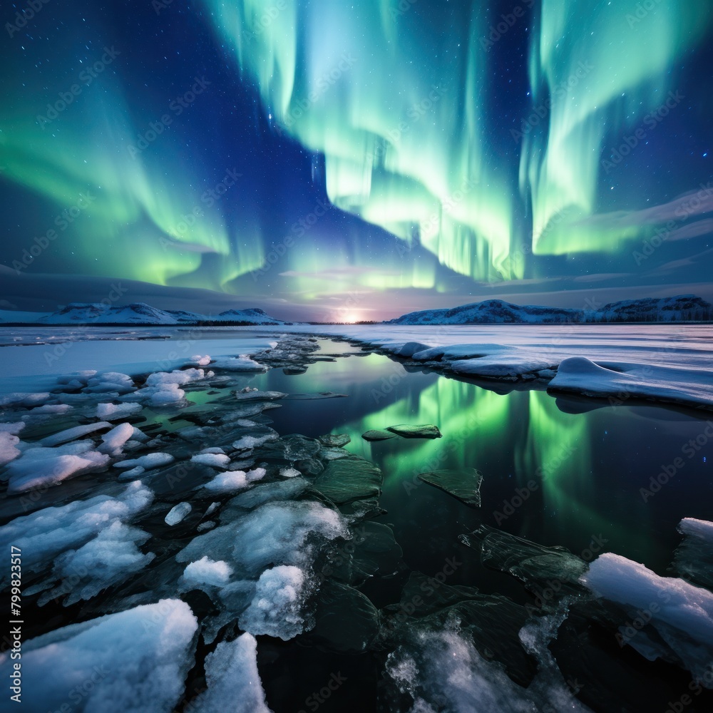 Breathtaking Aurora Borealis Reflection