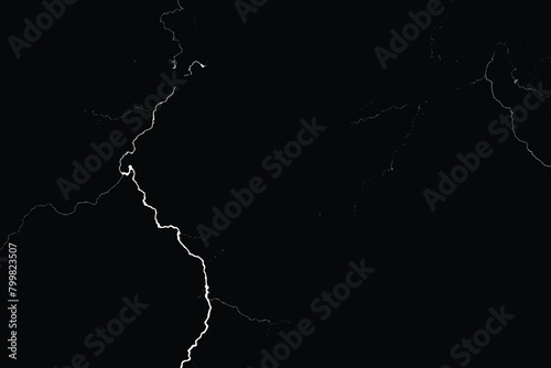 realistic lighting thunderbolt isolated on black background. Summer thunder storm, thunder realistic magic overlay bright glowing effect on black.