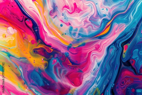 Colorful abstract painting background. Liquid marbling paint background. Fluid painting abstract texture. Intensive colorful mix of acrylic vibrant colors - generative ai