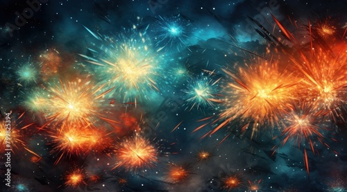 Vibrant Fireworks Display in the Night Sky