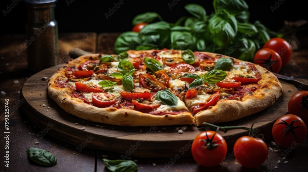 Delicious homemade pizza with fresh ingredients