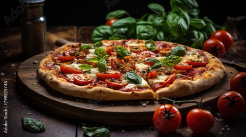 Delicious homemade pizza with fresh ingredients