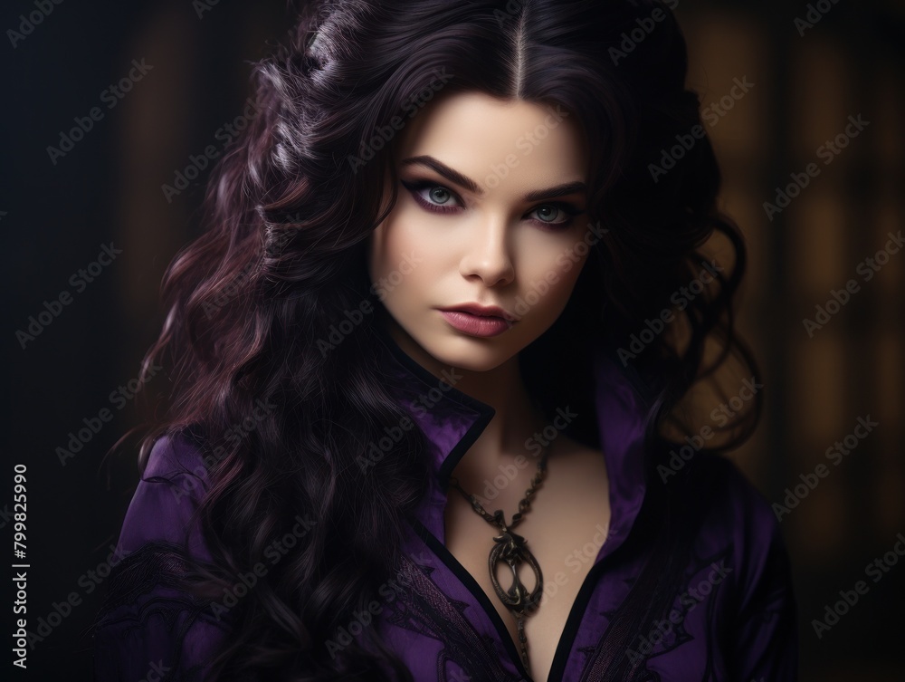Mysterious woman in purple