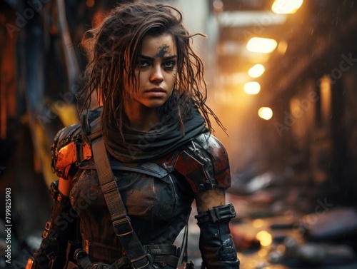 Determined post-apocalyptic warrior