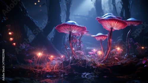 Enchanted Mushroom Forest Landscape © Balaraw