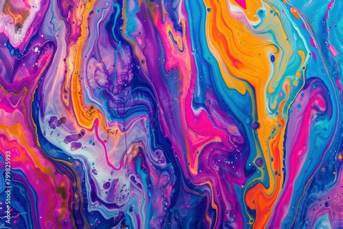 Colorful abstract painting background. Liquid marbling paint background. Fluid painting abstract texture. Intensive colorful mix of acrylic vibrant colors - generative ai