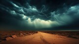 Dramatic desert storm landscape