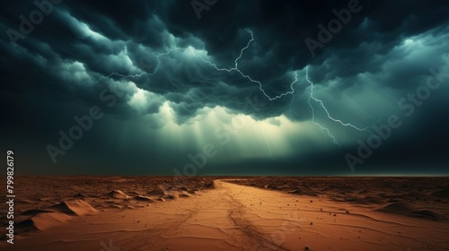 Dramatic desert storm landscape photo