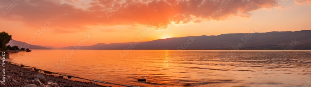 Breathtaking sunset over a serene lake Breathtaking sunset over a serene lake