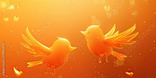 unique illustration icon of tweets, orange and light orange theme colour icon, vector, animated, orange background realistic stock photography photo