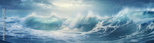 Powerful ocean waves crashing against the shore © Balaraw