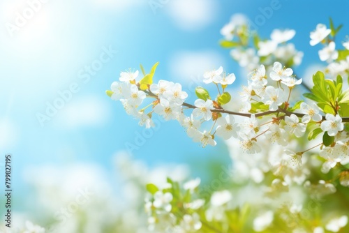Blooming spring flowers on a sunny day