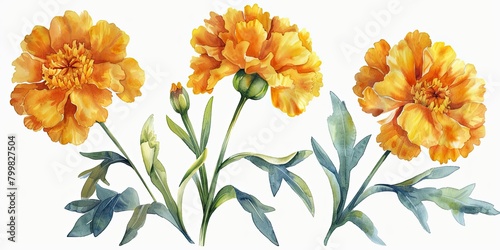 Watercolor marigold clipart white background realistic stock photography © GFX Art