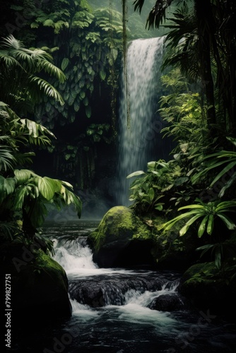 Lush Tropical Waterfall Oasis