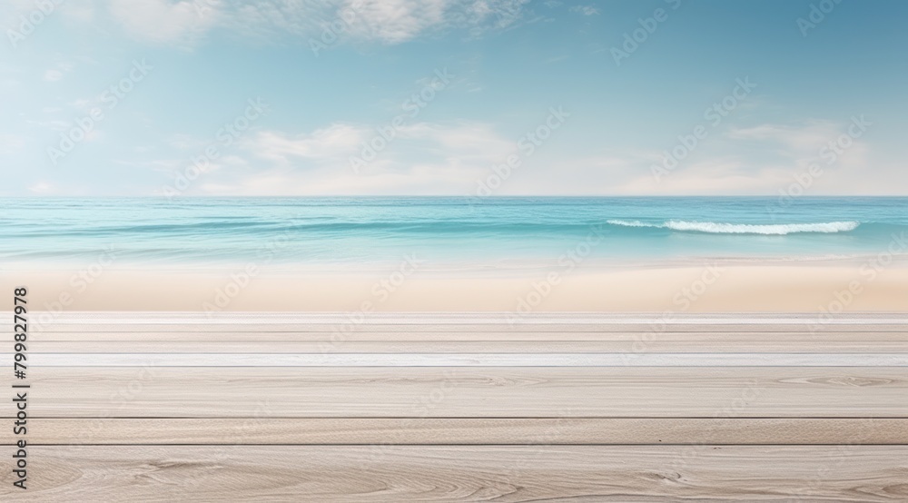 Fototapeta premium Serene beach landscape with calm ocean waves