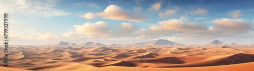 Vast desert landscape with sand dunes and mountains © Balaraw