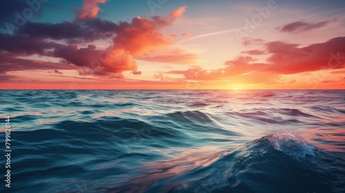 Breathtaking Sunset Over Tranquil Ocean Waves © Balaraw